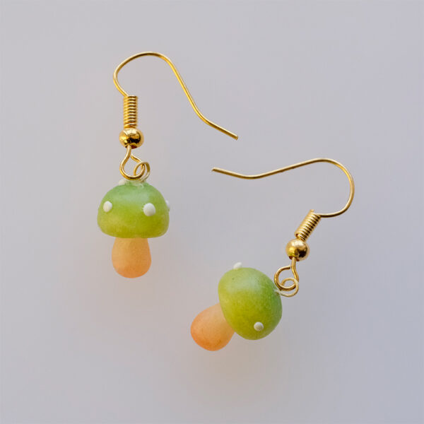 Green mushroom earrings