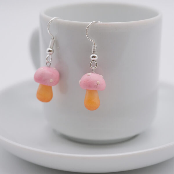 Pink mushroom earrings - Image 2