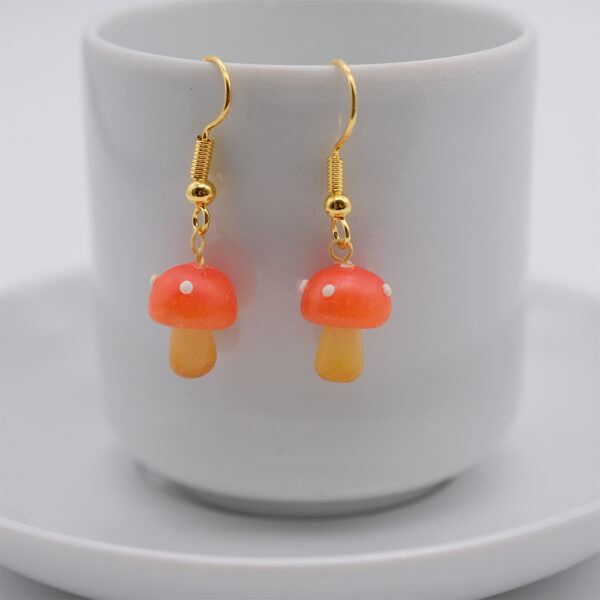 Bright red mushroom earrings - Image 2