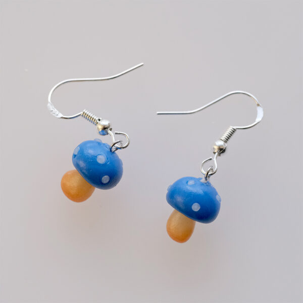 Blue mushroom earrings