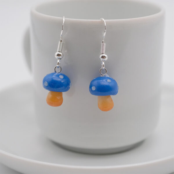 Blue mushroom earrings - Image 2